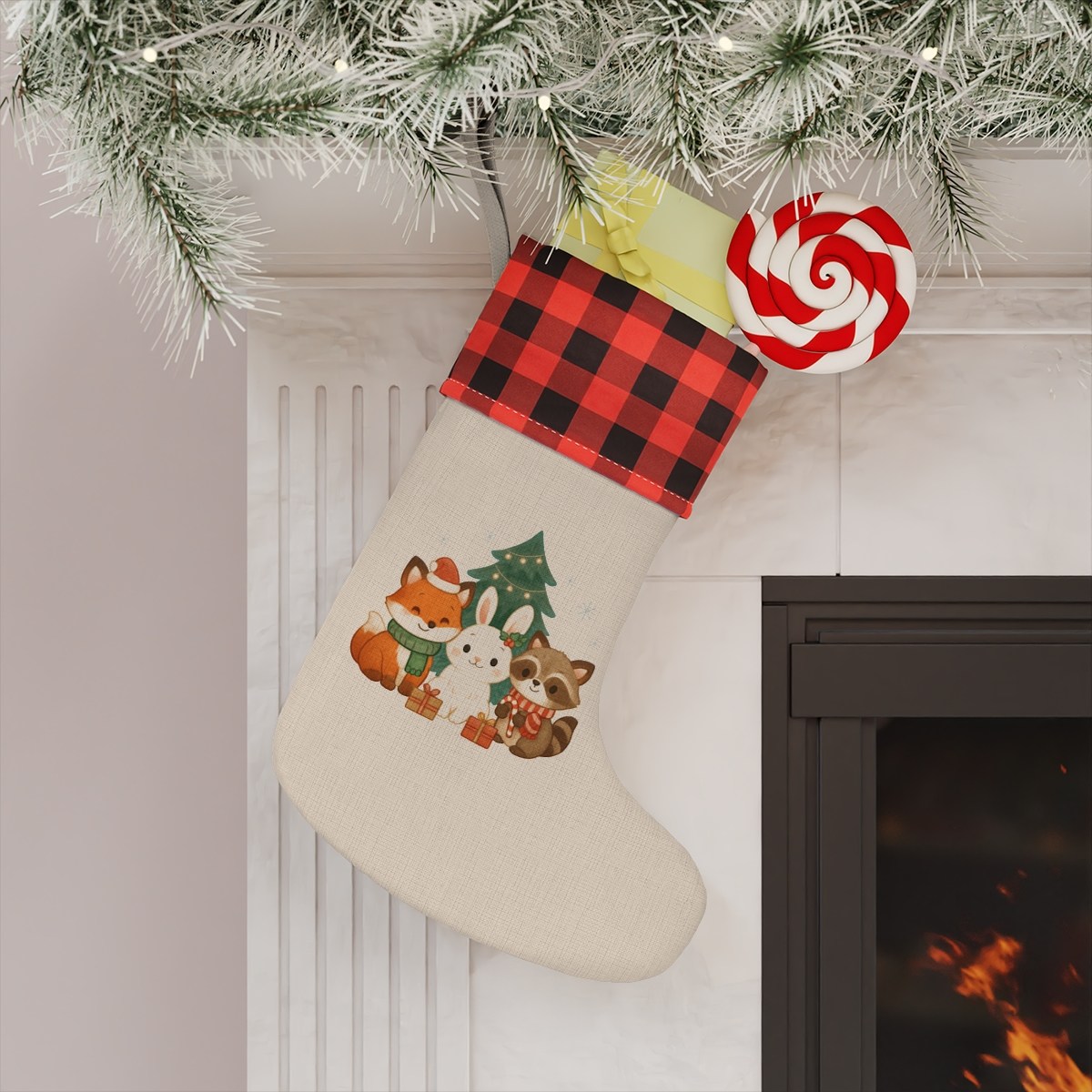 Christmas Stocking - Festive Cute Woodland Animal