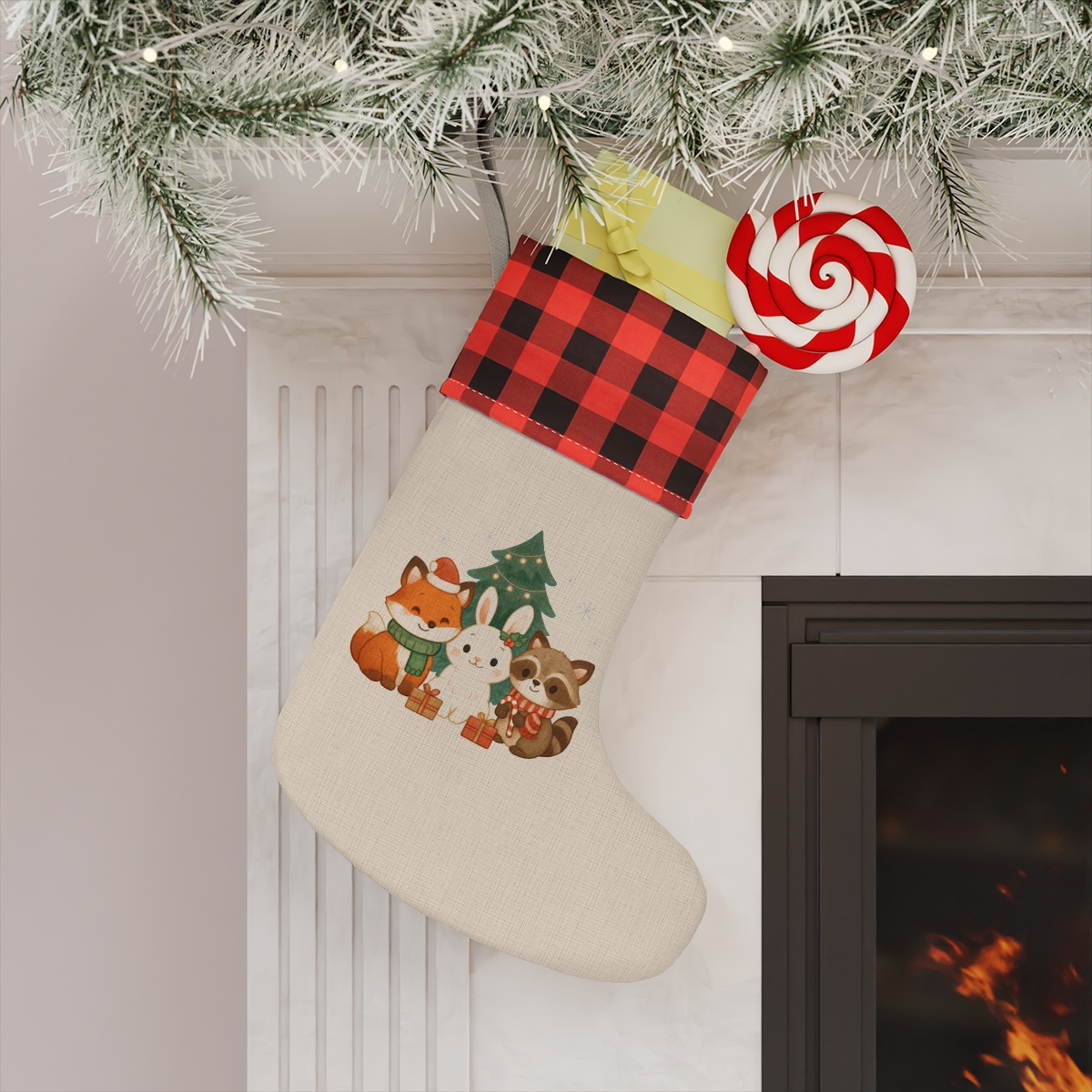 Christmas Stocking - Festive Cute Woodland Animal