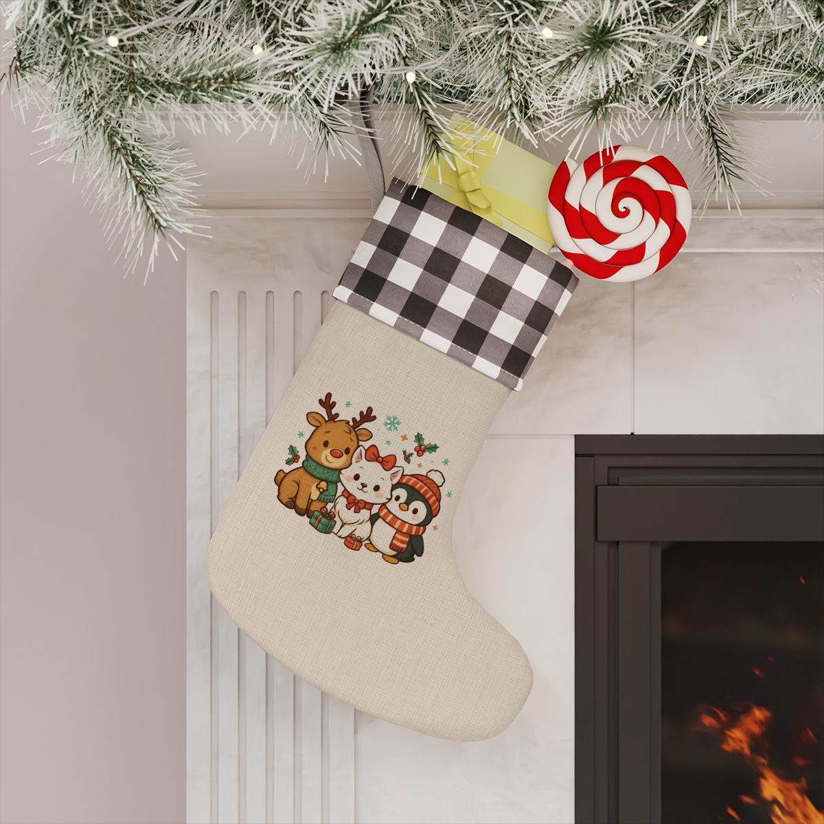 Reindeer and Friends Holiday Christmas Stocking