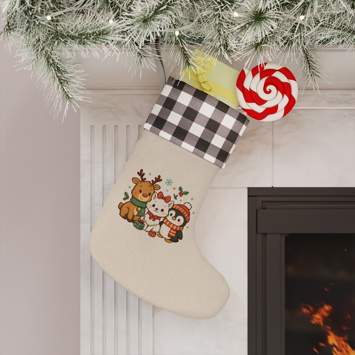 Reindeer and Friends Holiday Christmas Stocking