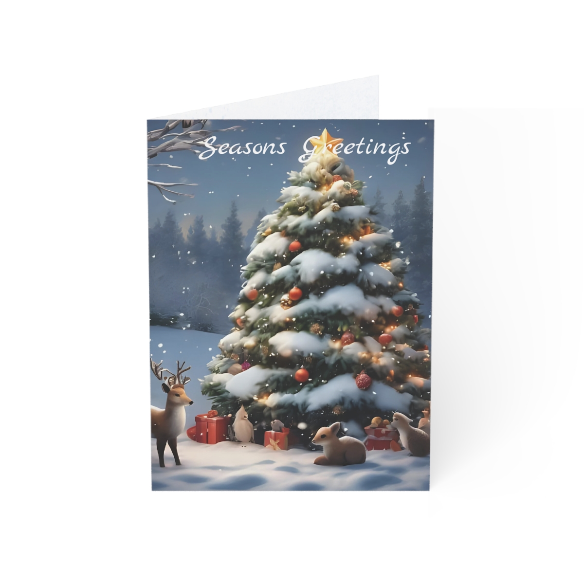 Holiday Greeting Cards — Winter Tree & Cardinal Designs (Set of 1, 10, 30)