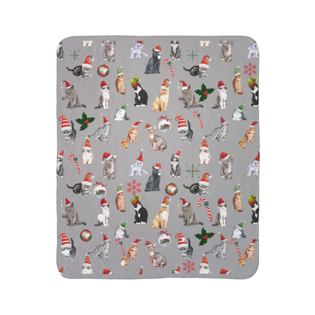 Cats in Santa Hats Blanket | Fleece Sherpa Blanket