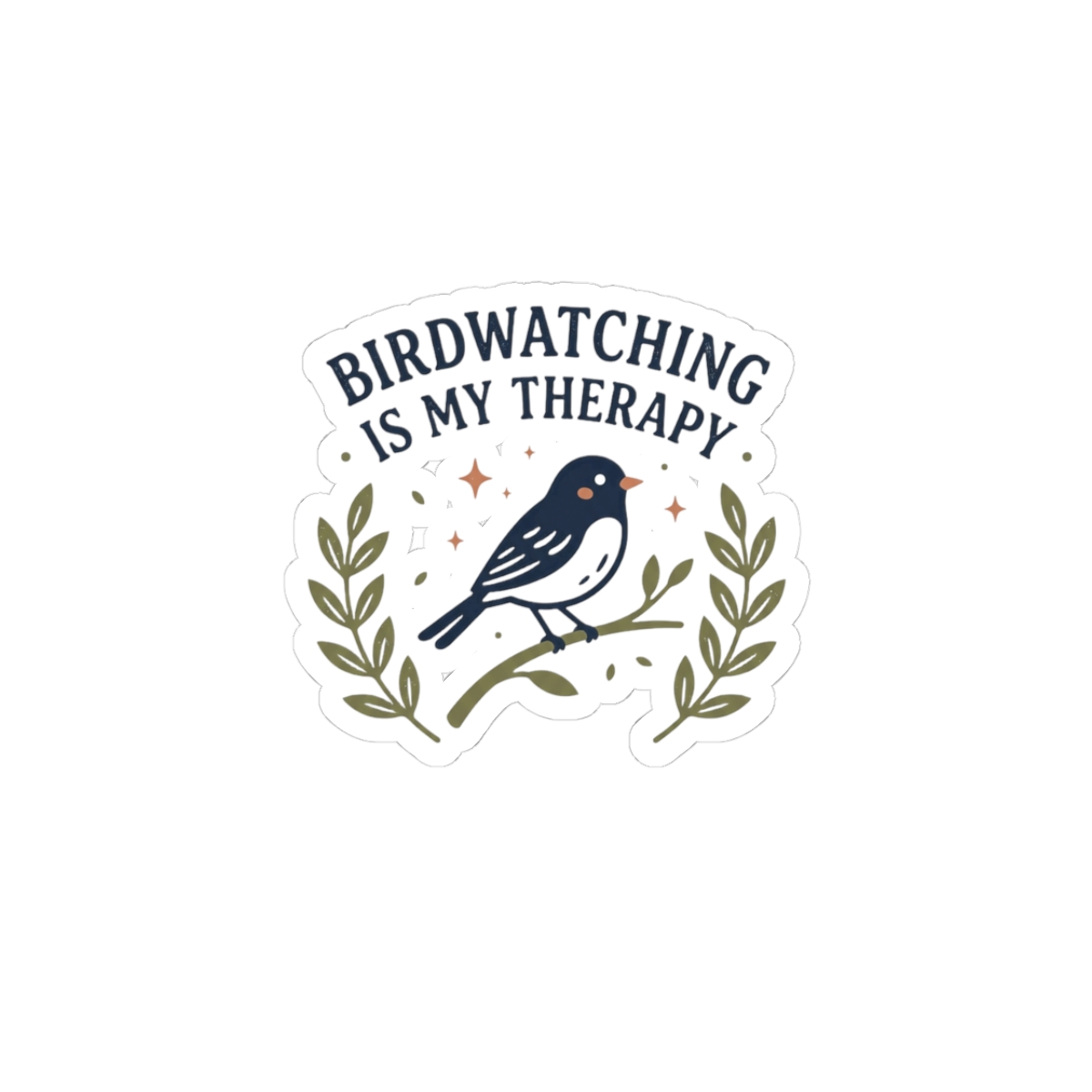 Birdwatching Is My Therapy Kiss-Cut Sticker | Vintage Naturalist Owl Art
