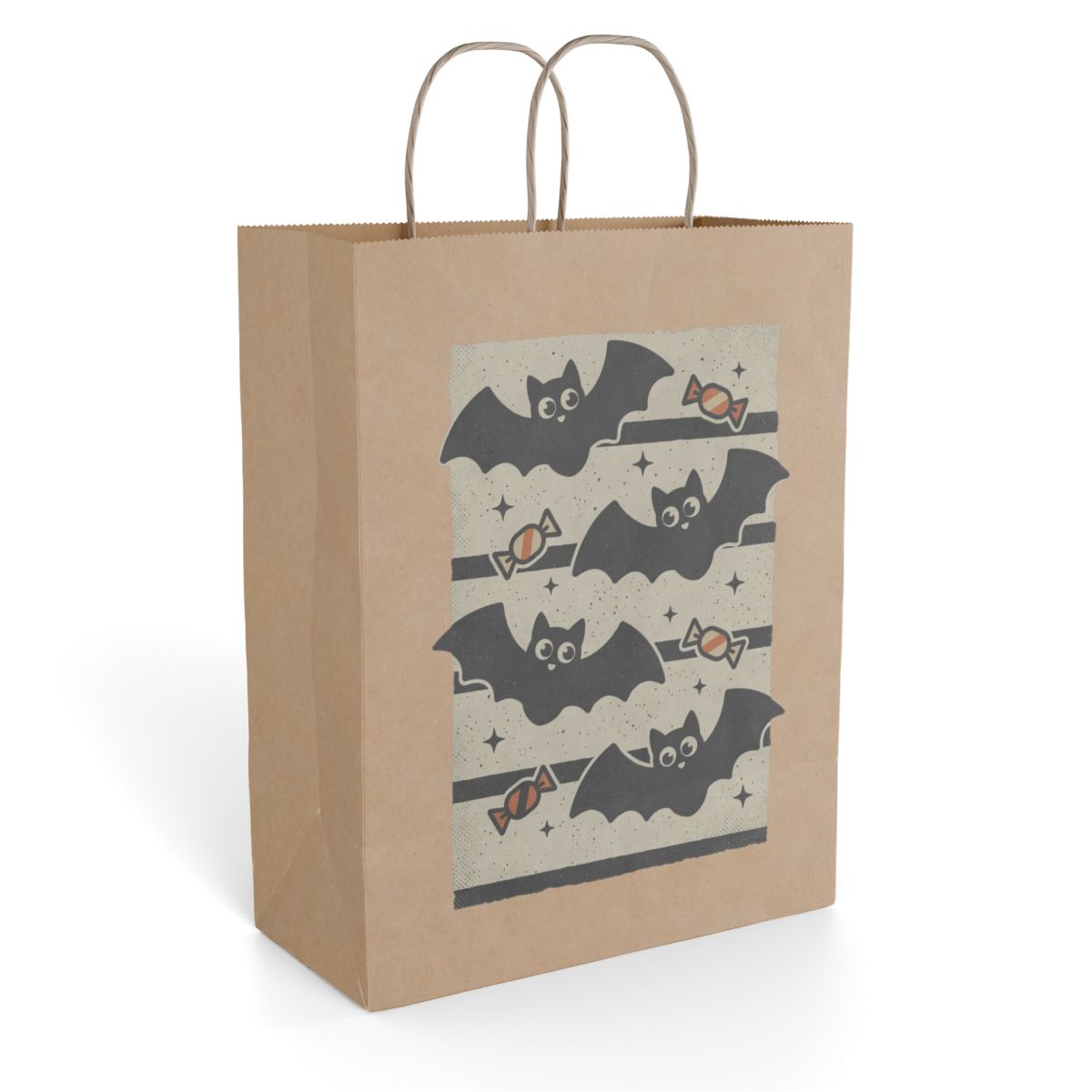 Halloween Bat Paper Gift Bag — Cute Flying Bats with Candy Kraft Treat Bag