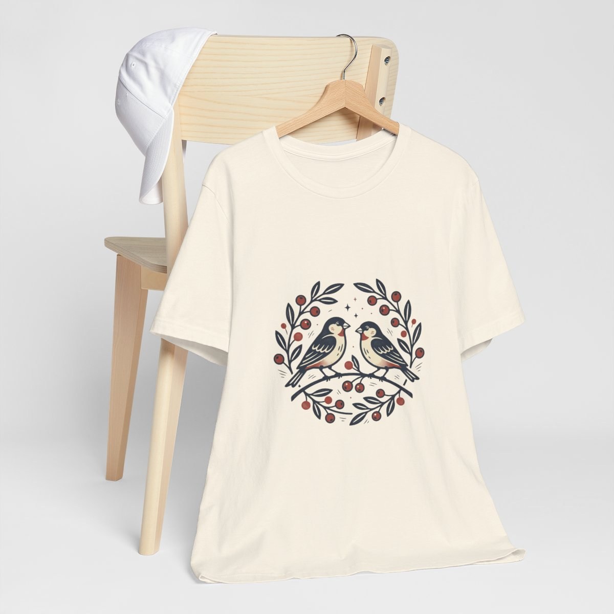 Chickadee Wreath Tee | Birdwatching Shirt, Vintage Naturalist Bird Art