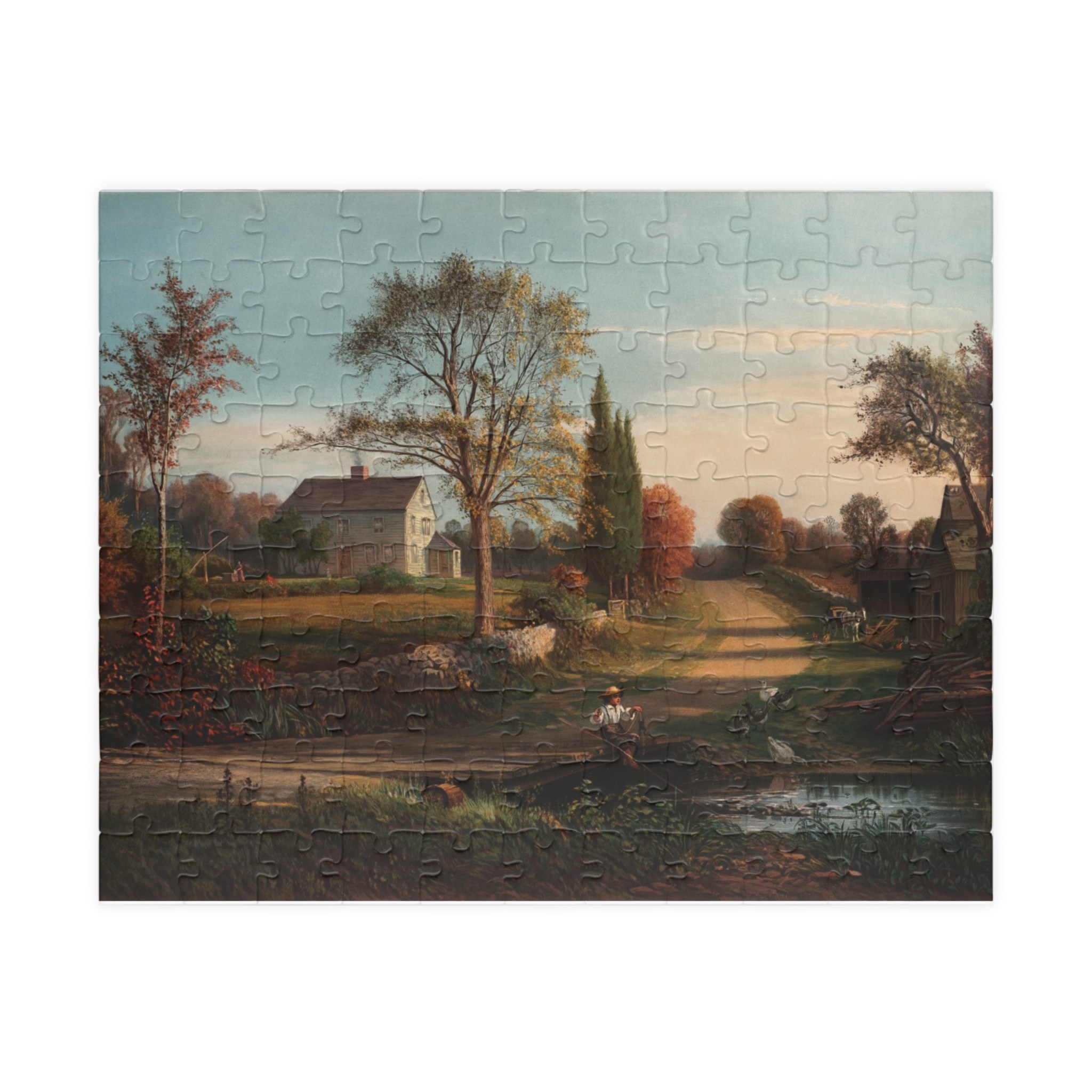 Rustic Autumn Farm Landscape Jigsaw Puzzle-110 piece