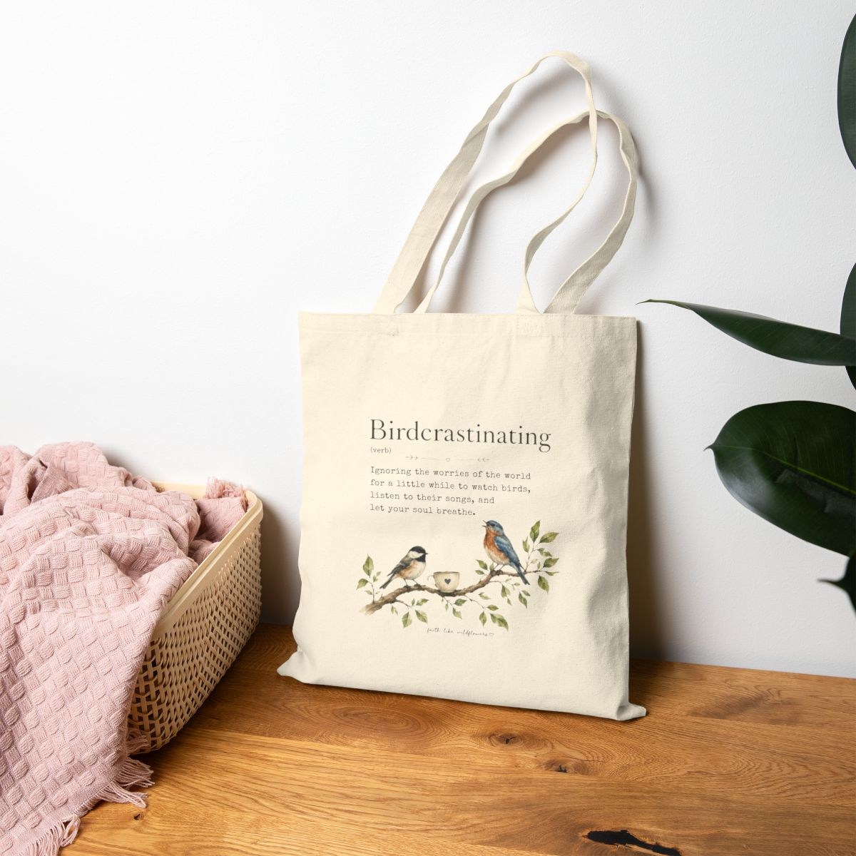 Floral Songbird Eco Canvas Tote