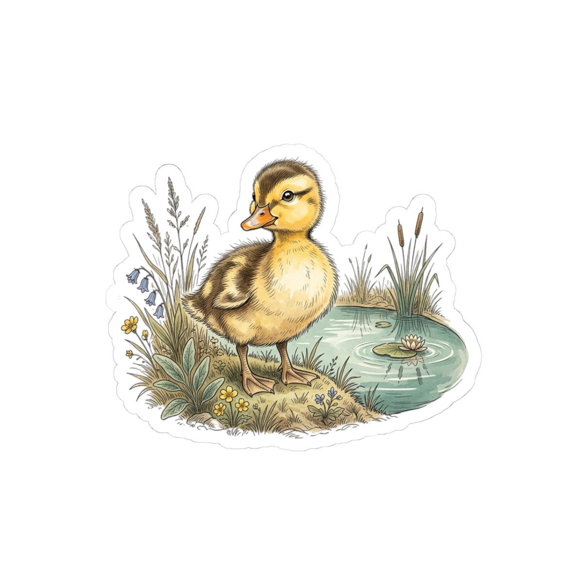 Duckling Pond Kiss-Cut Sticker