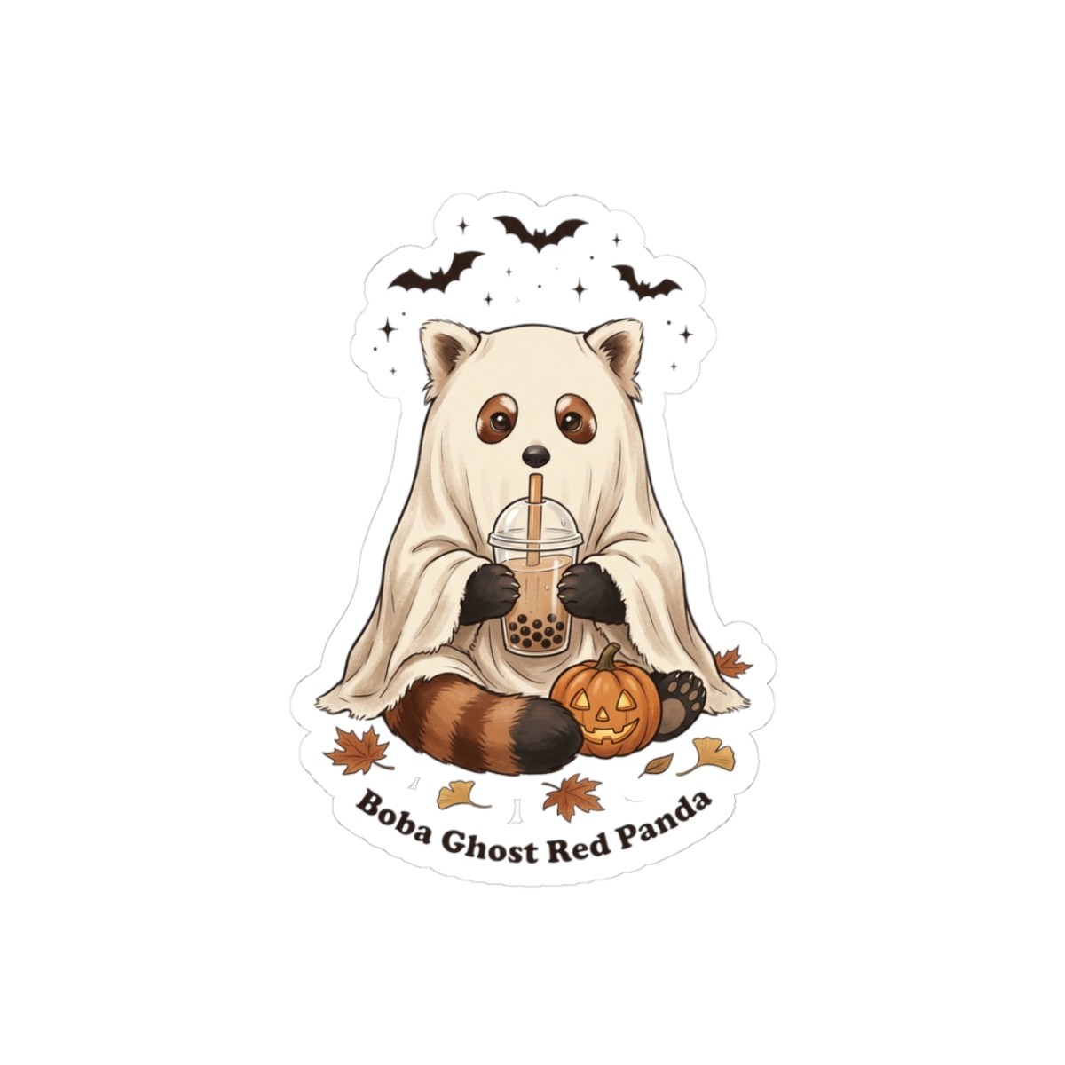 Boba Ghost Red Panda Sticker