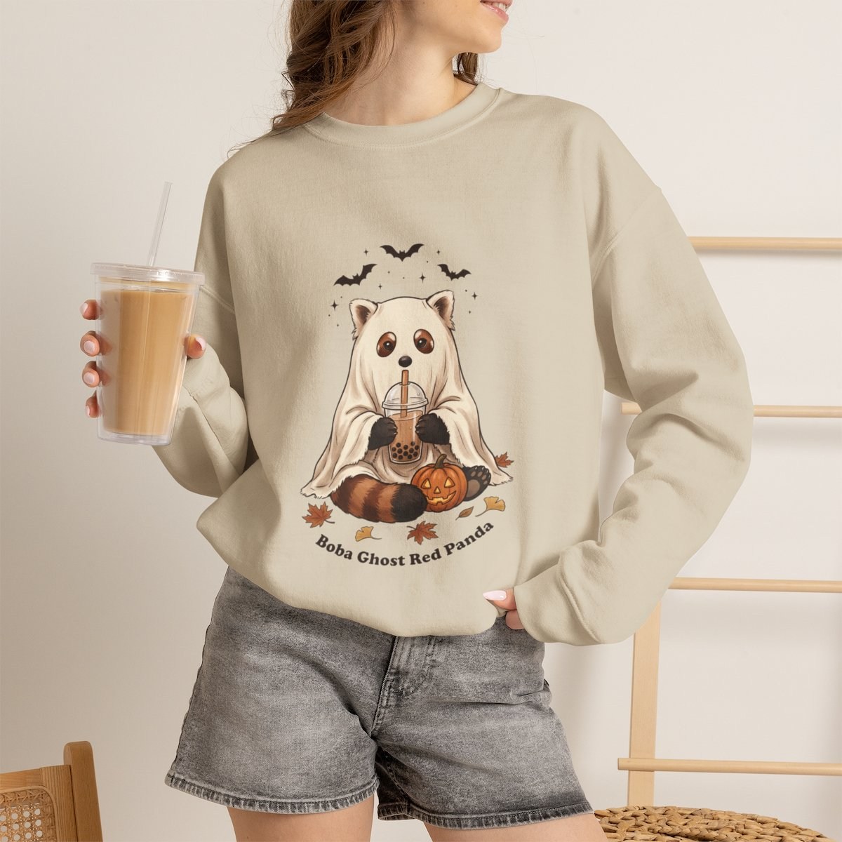 Halloween Raccoon Pumpkin Crewneck Sweatshirt