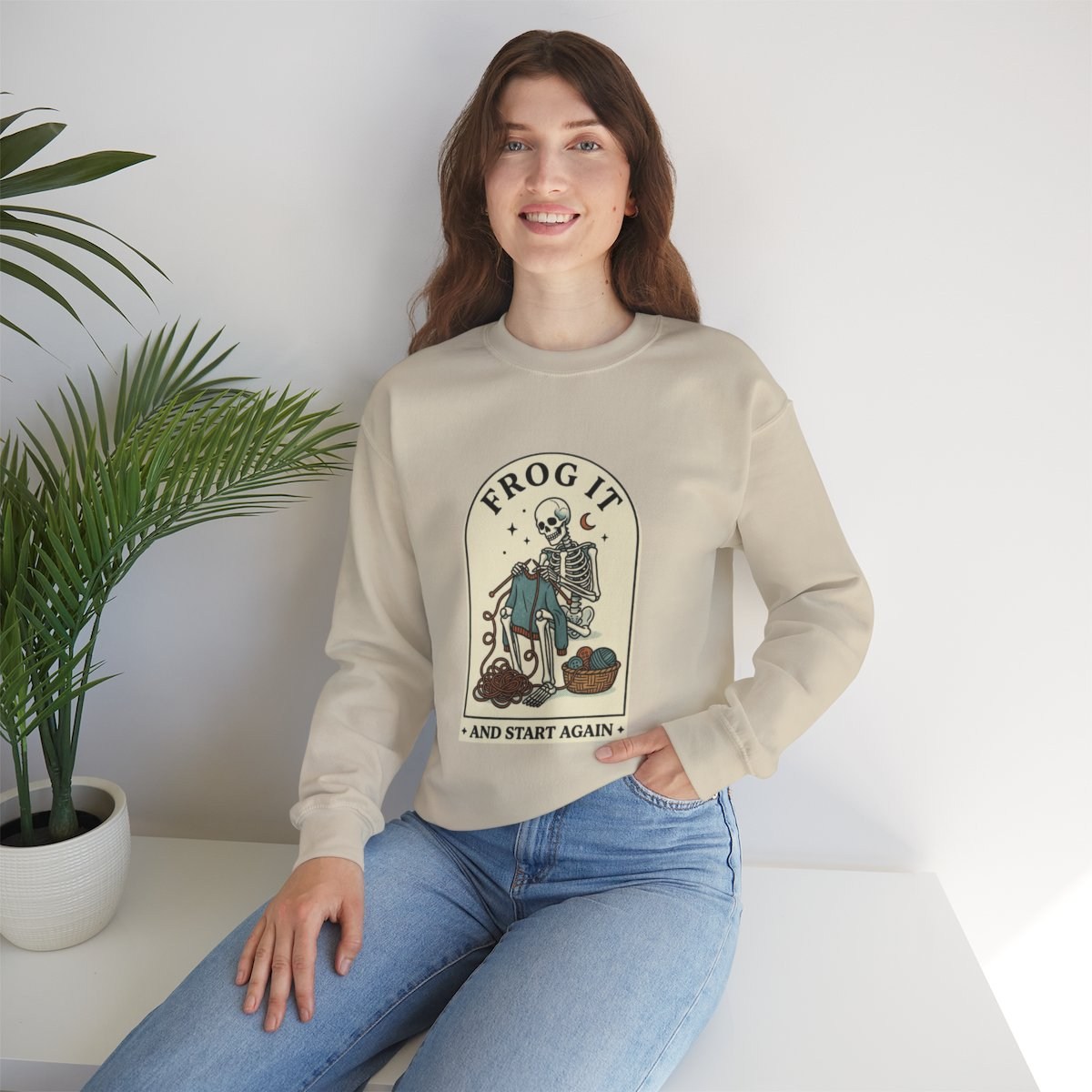 Frog It Skeleton Knitting Sweatshirt