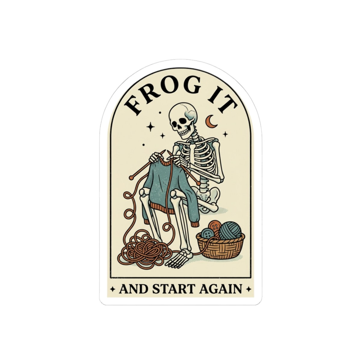 Frog It Skeleton Knitting Sticker