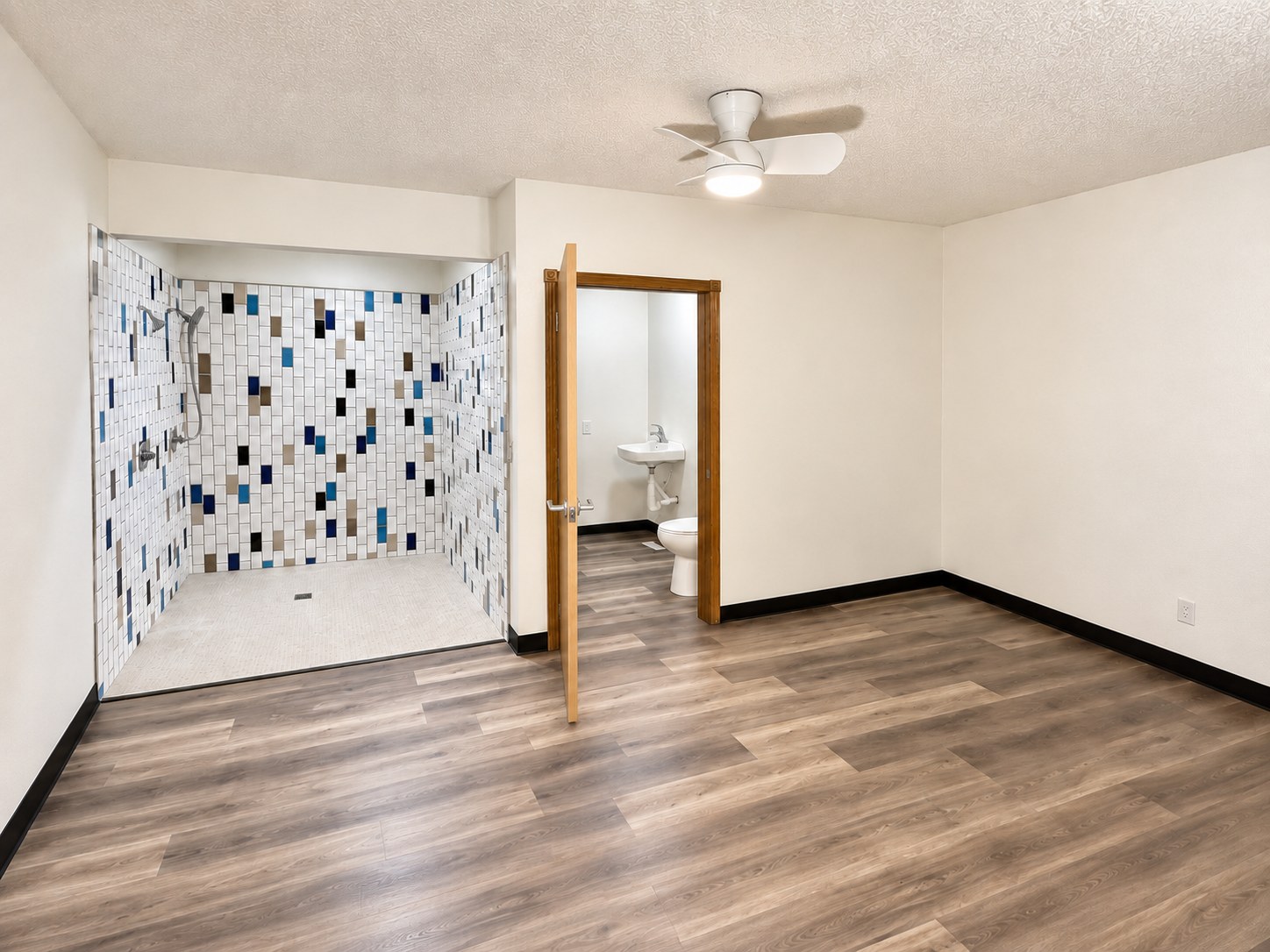 Swim NODAK's tiled shower and changing area