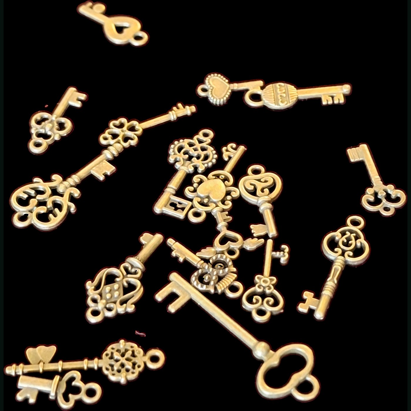 Selection of ornate key charms for custom necklaces and bracelets