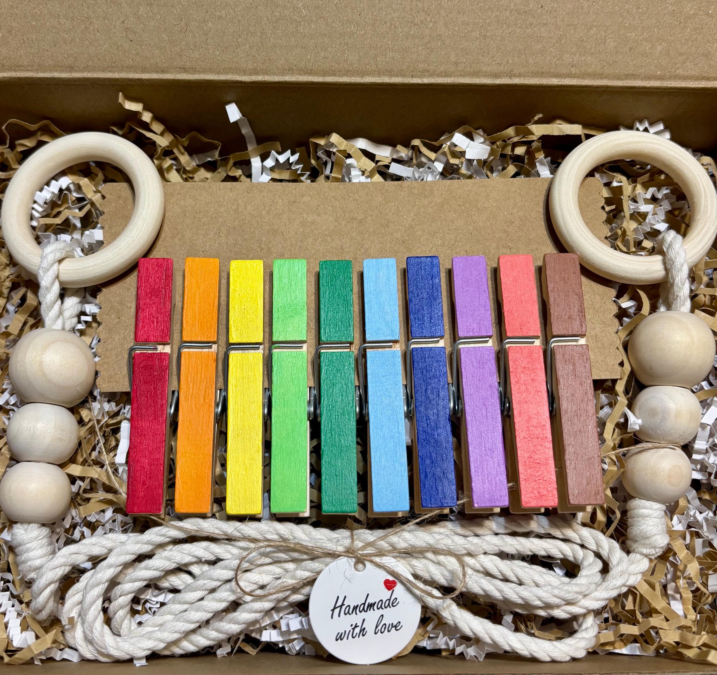 Rainbow Clothespin Garland, detail 6