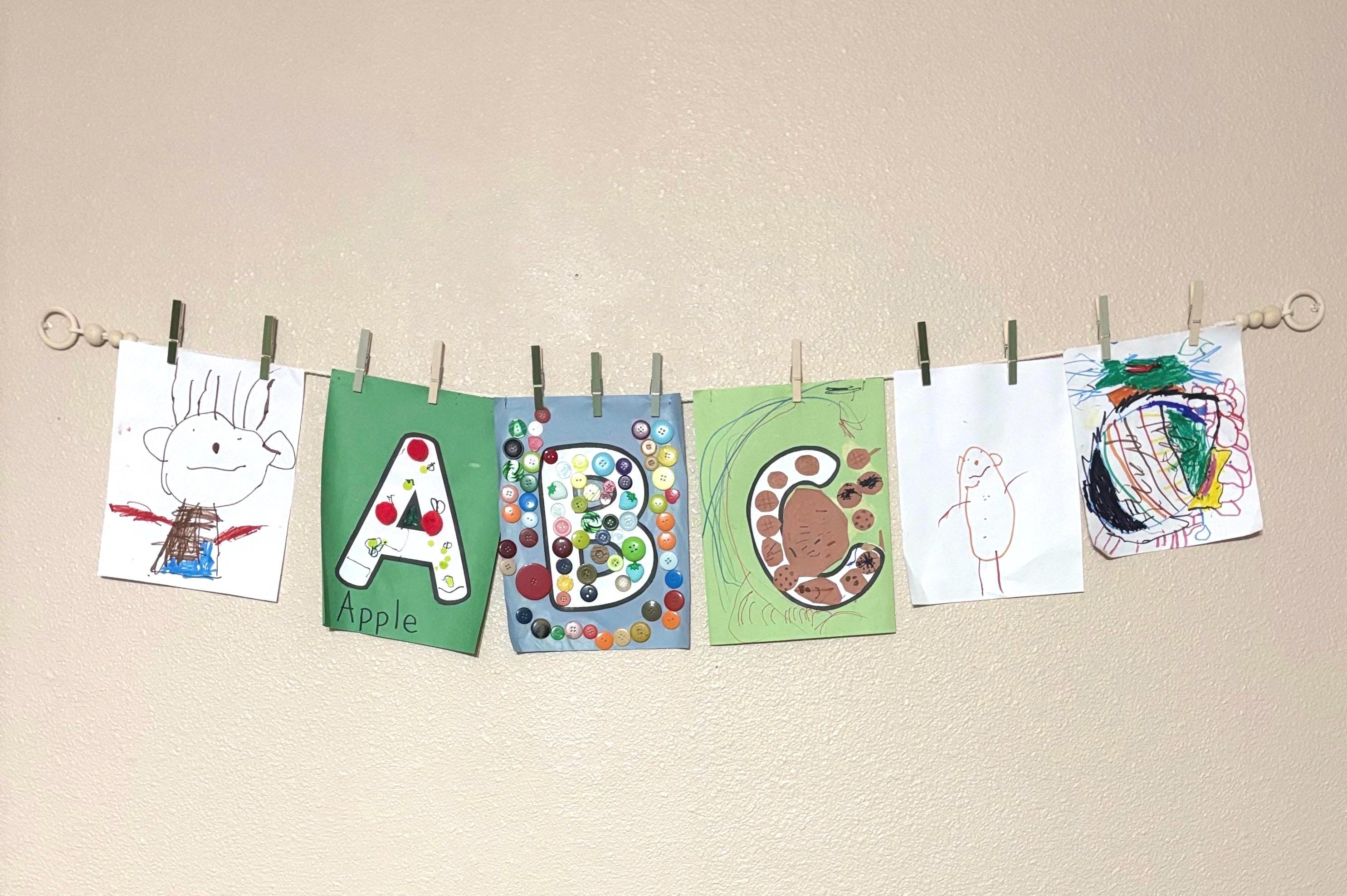 Boho Rainbow Clothespin Garland, detail 11