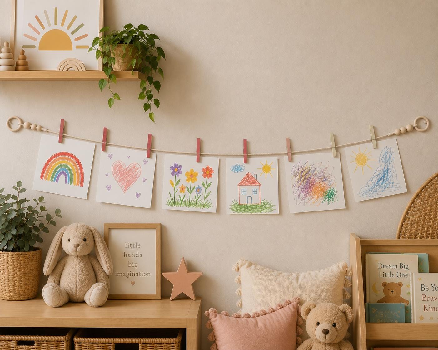 Blush Pink Clothespin Garland, product view 2
