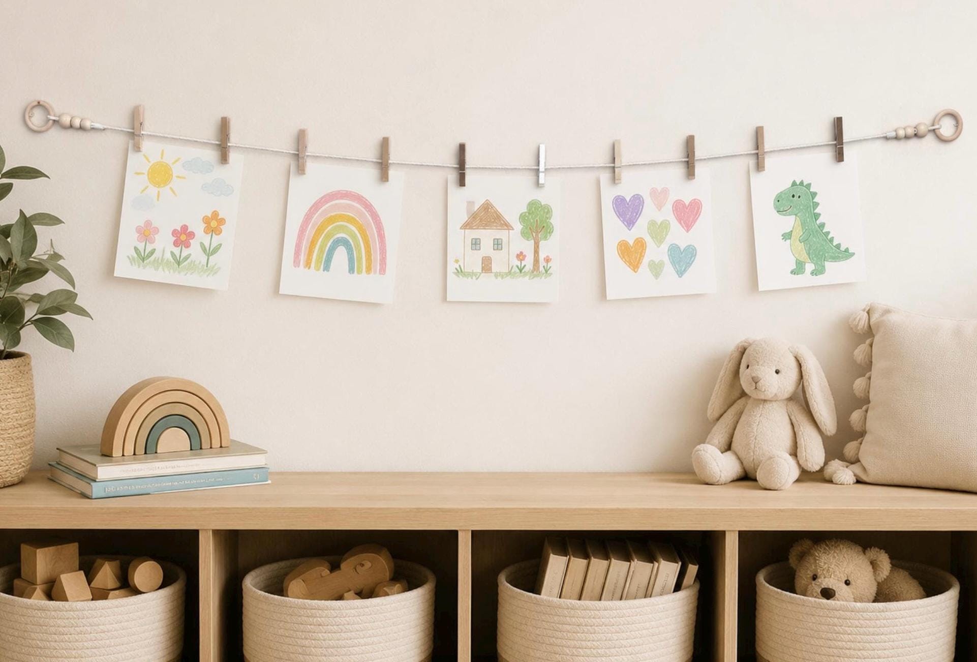 Gold & Neutral Clothespin Garland, product view 2