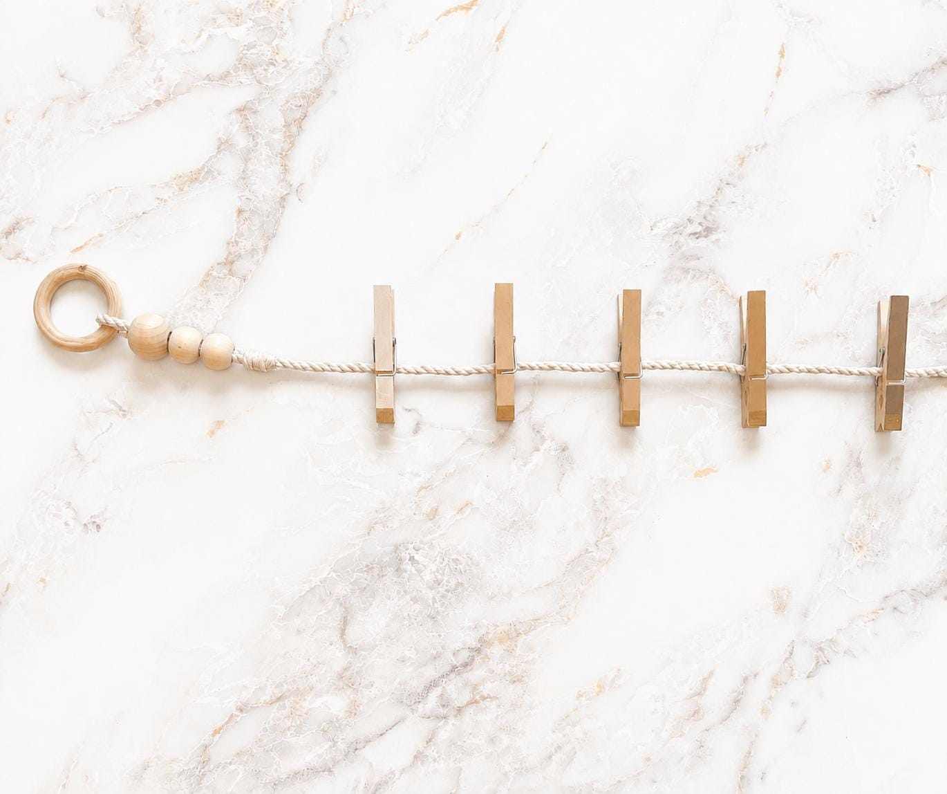 Gold & Neutral Clothespin Garland, detail 5