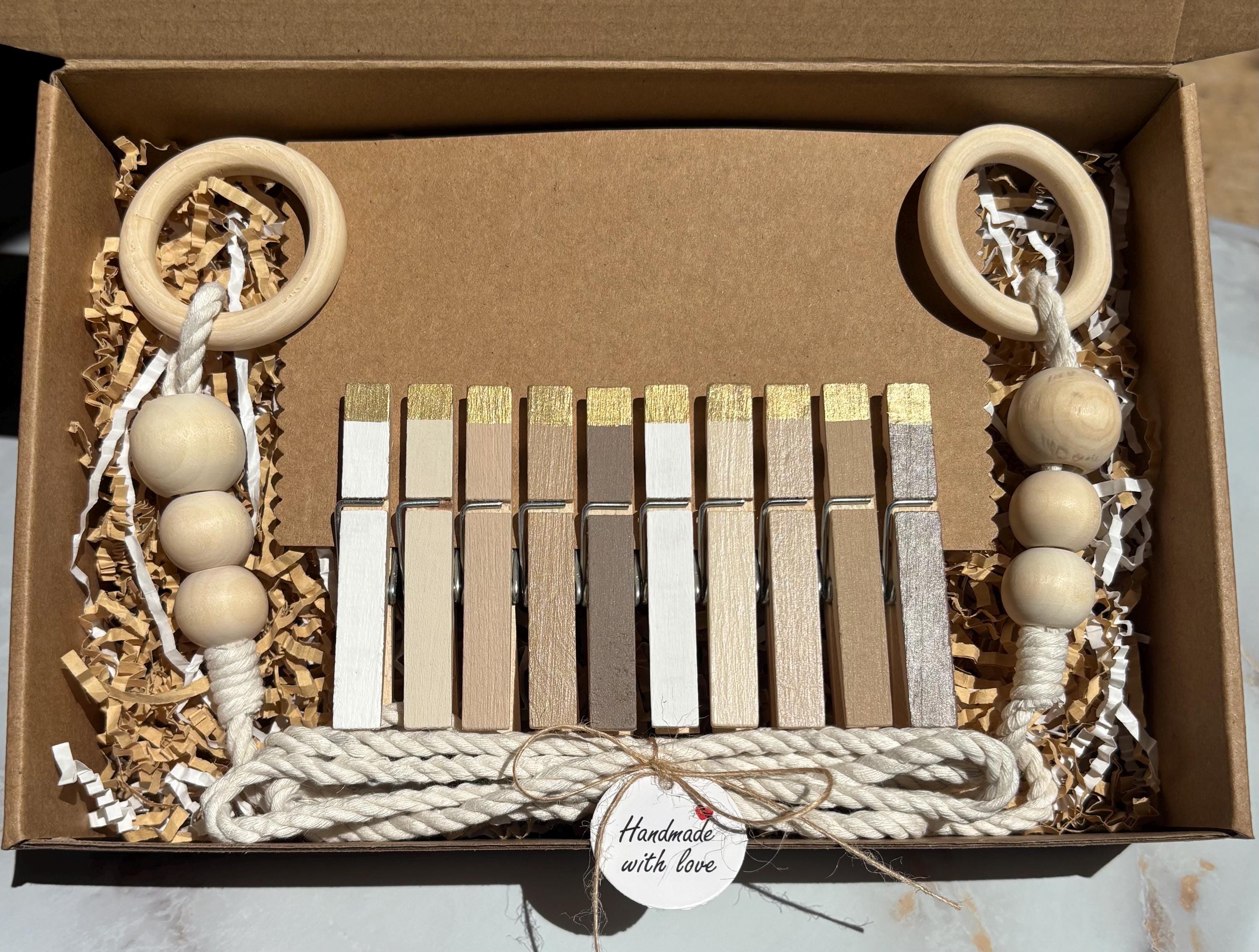 Gold & Neutral Clothespin Garland, detail 7