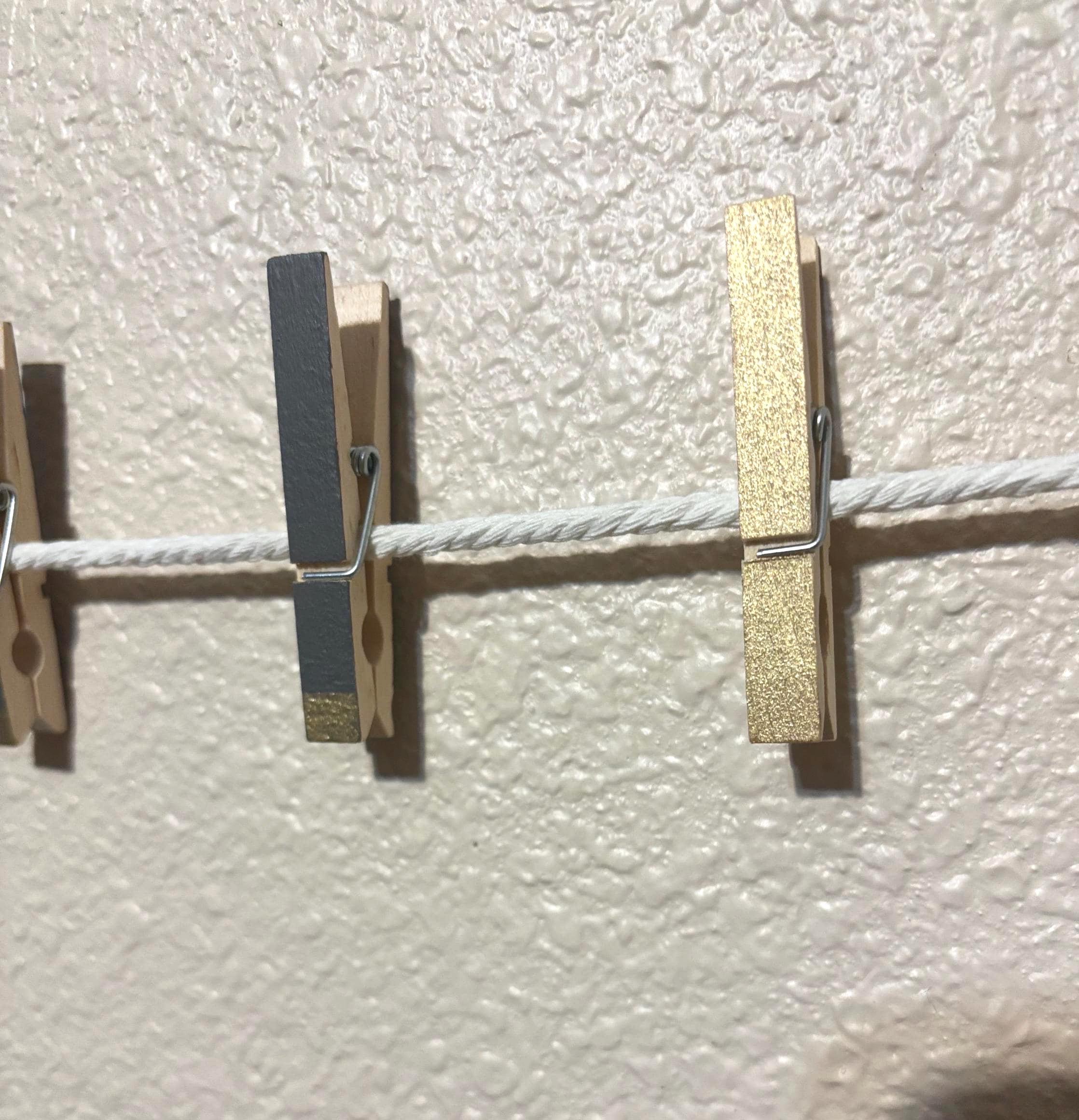 Gray & Gold Clothespin Garland, detail 7