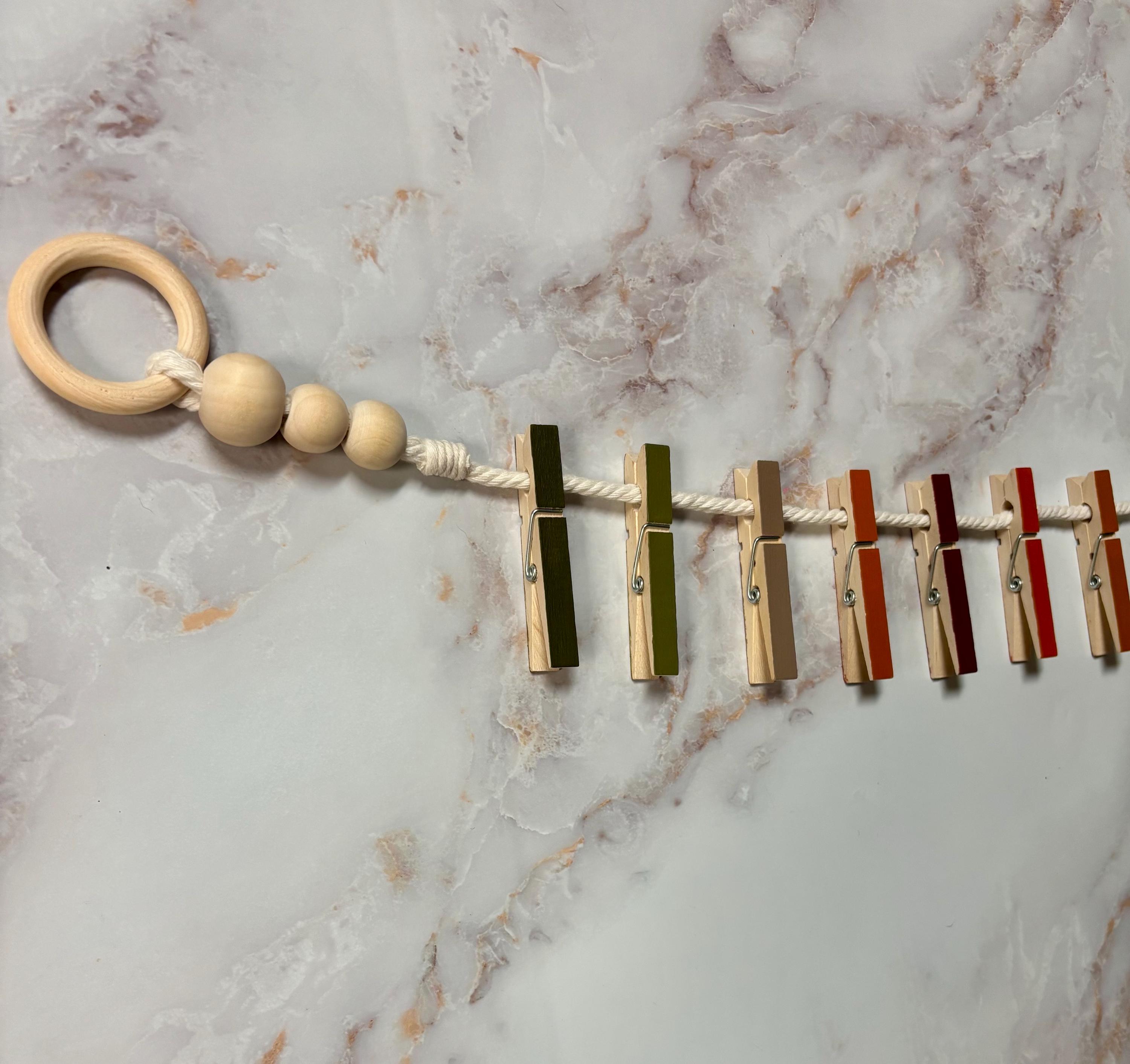 Terracotta & Olive Clothespin Garland, detail 9