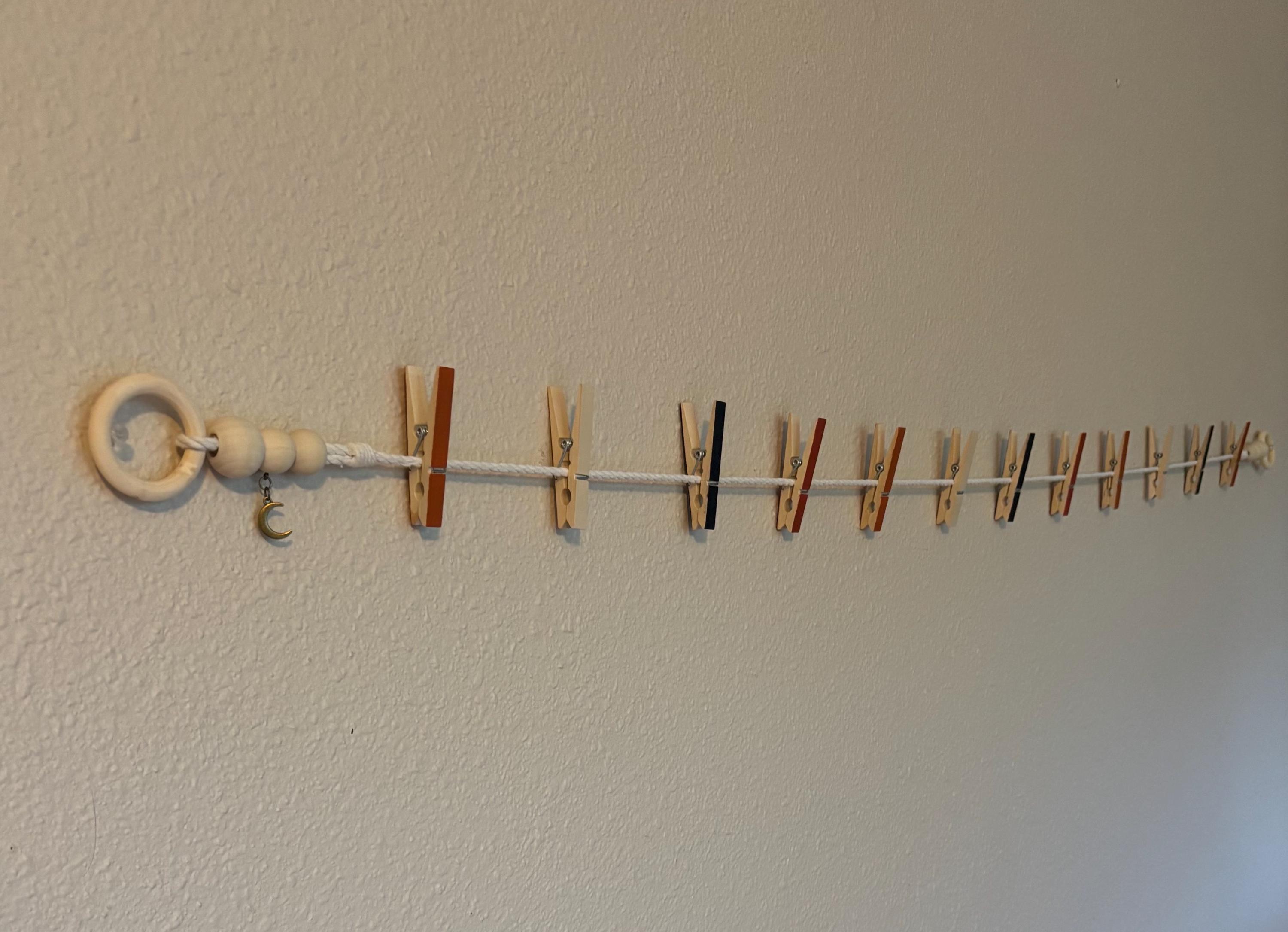 Handmade Halloween Clothespin Garland, Kids Art Display, Fall Mantle Decor, detail 6