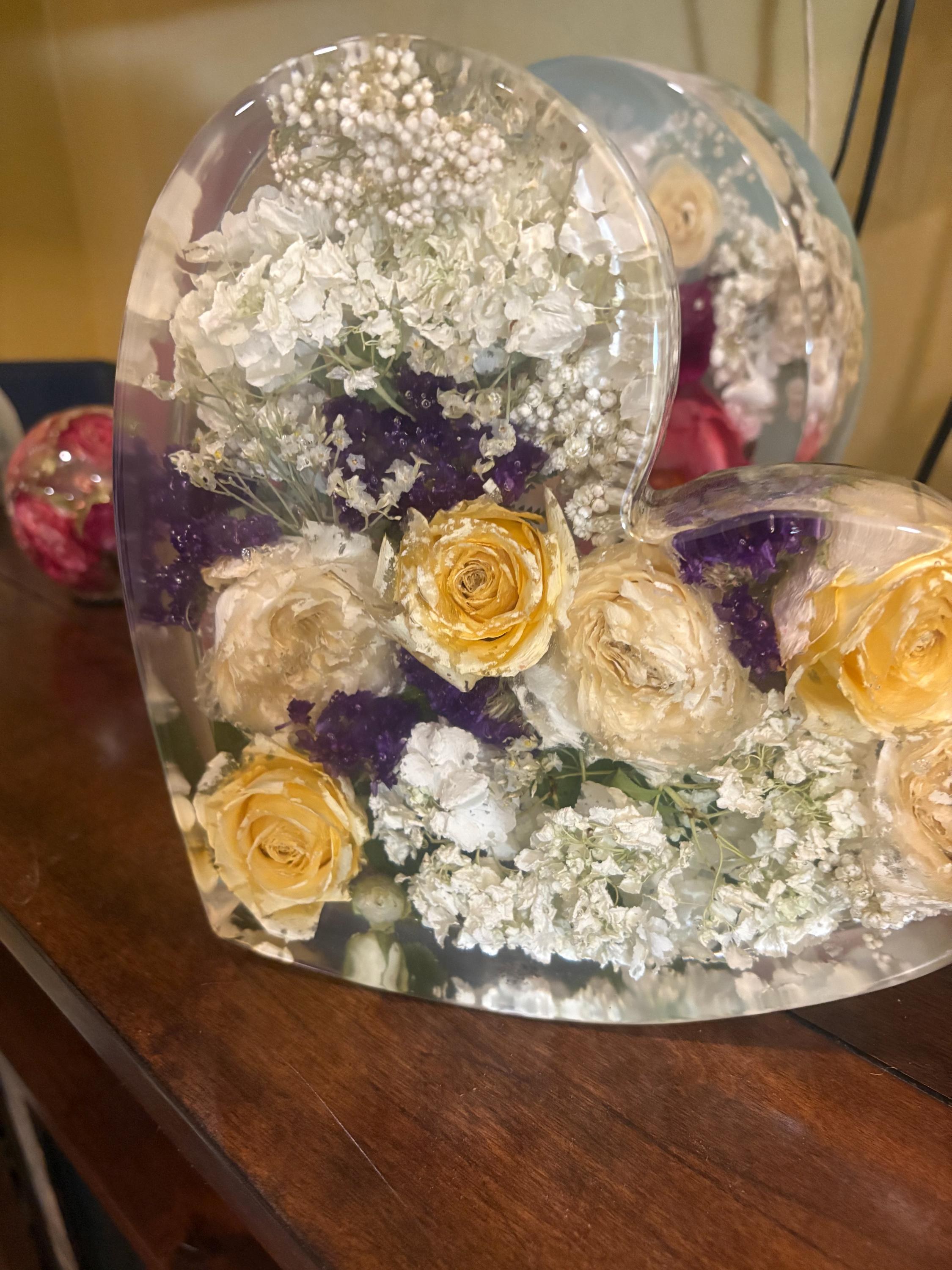 heart resin floral preservation