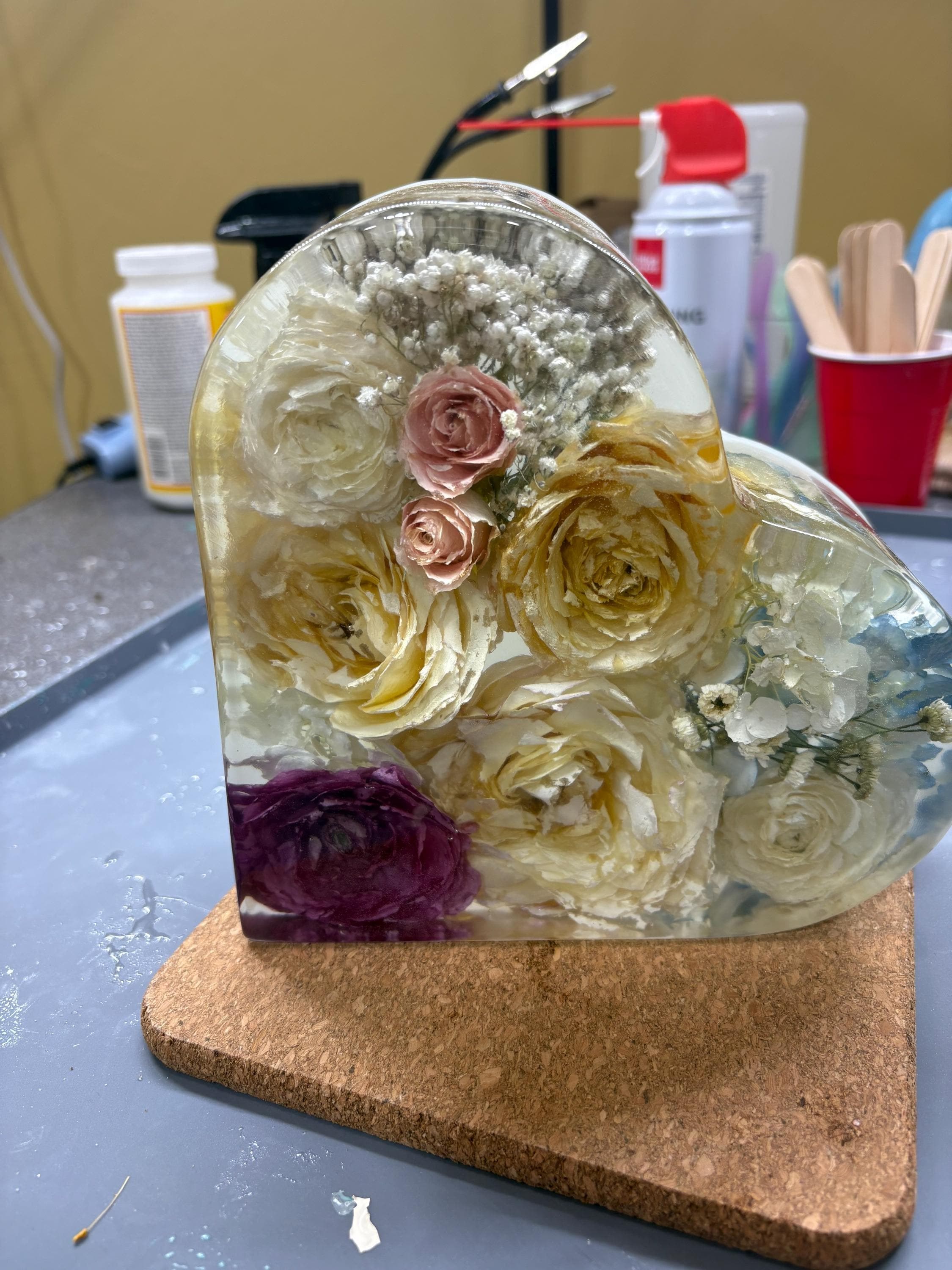 Heart resin dried floral keepsake