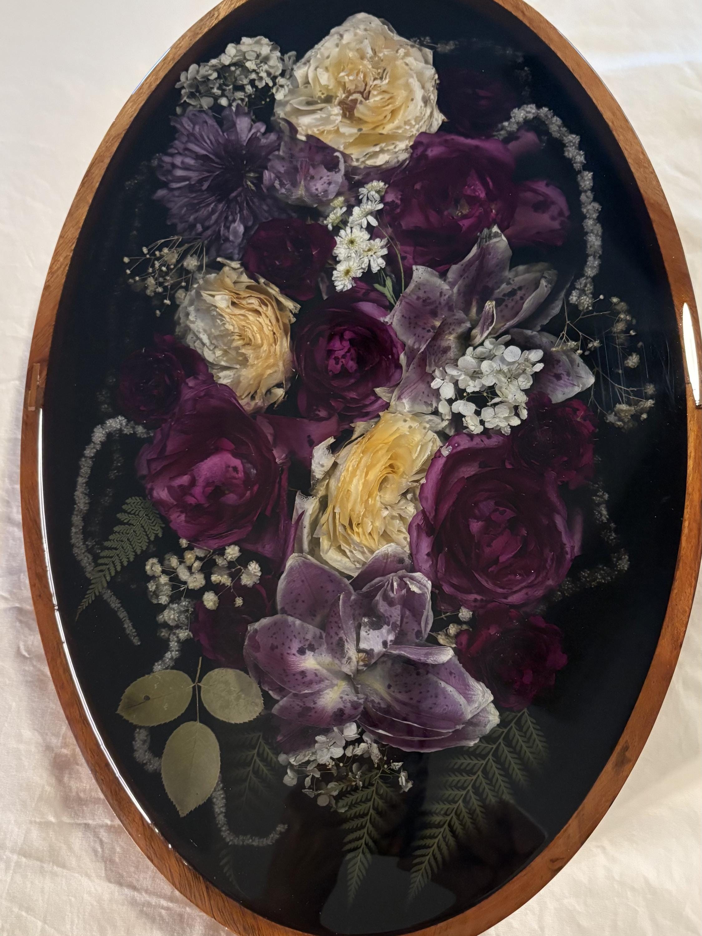 Kathy’s real oval floral resin wall art