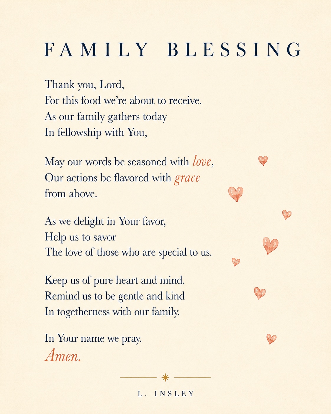 Family Blessing unframed poetry print