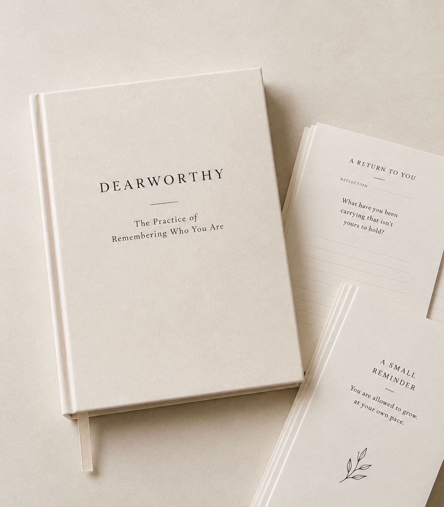 Dearworthy journal and reflection cards in warm natural light