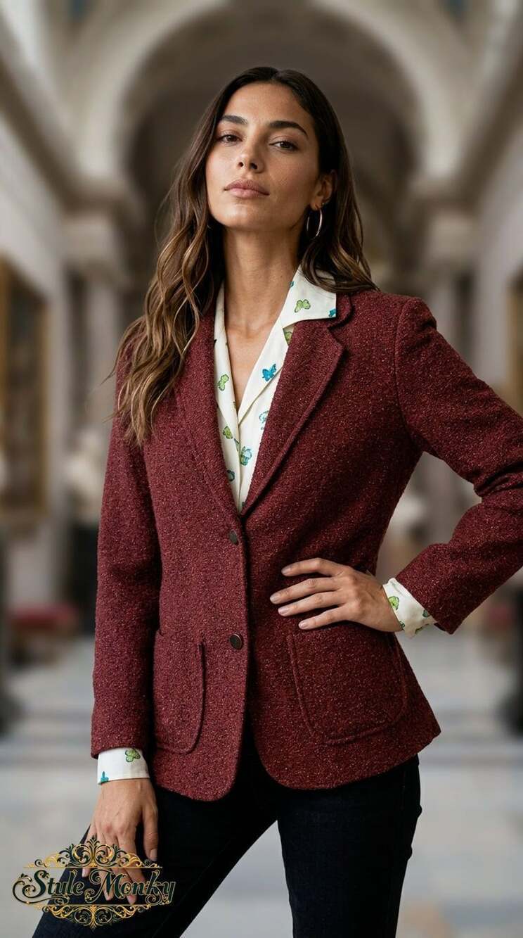 A carefully styled one-of-a-kind garment with a warm, lived-in look