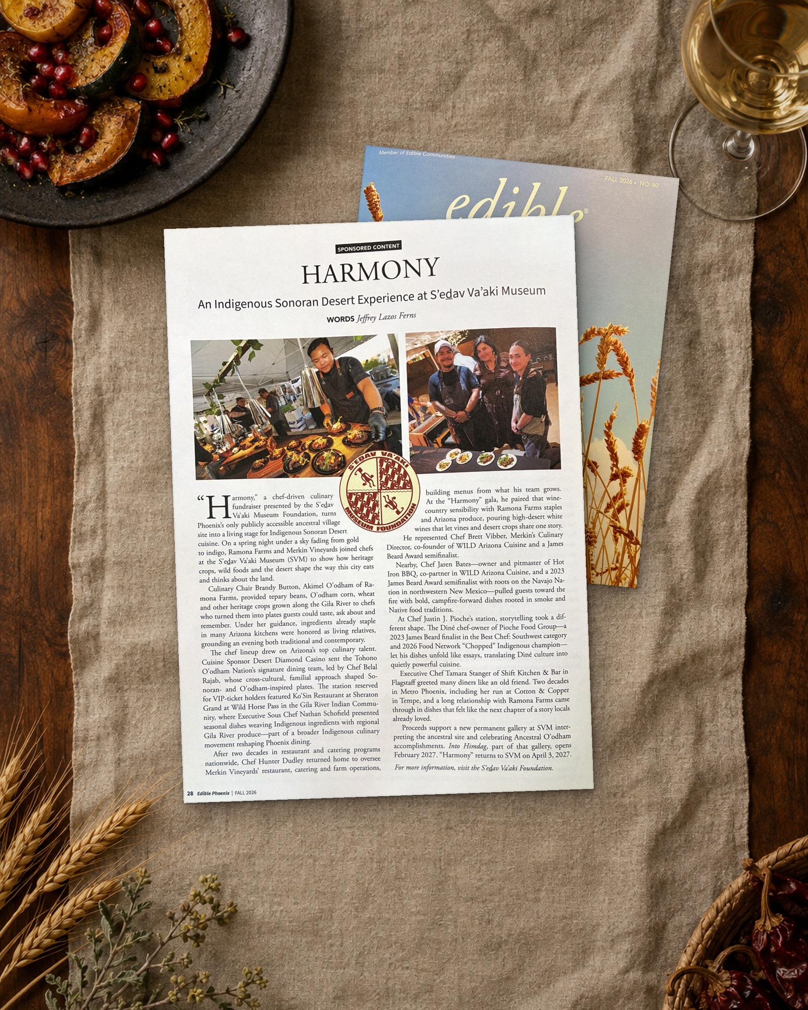 Editorial presentation of Jeffrey Lazos Ferns’ Harmony article in Edible Phoenix, Fall 2026, with his printed byline