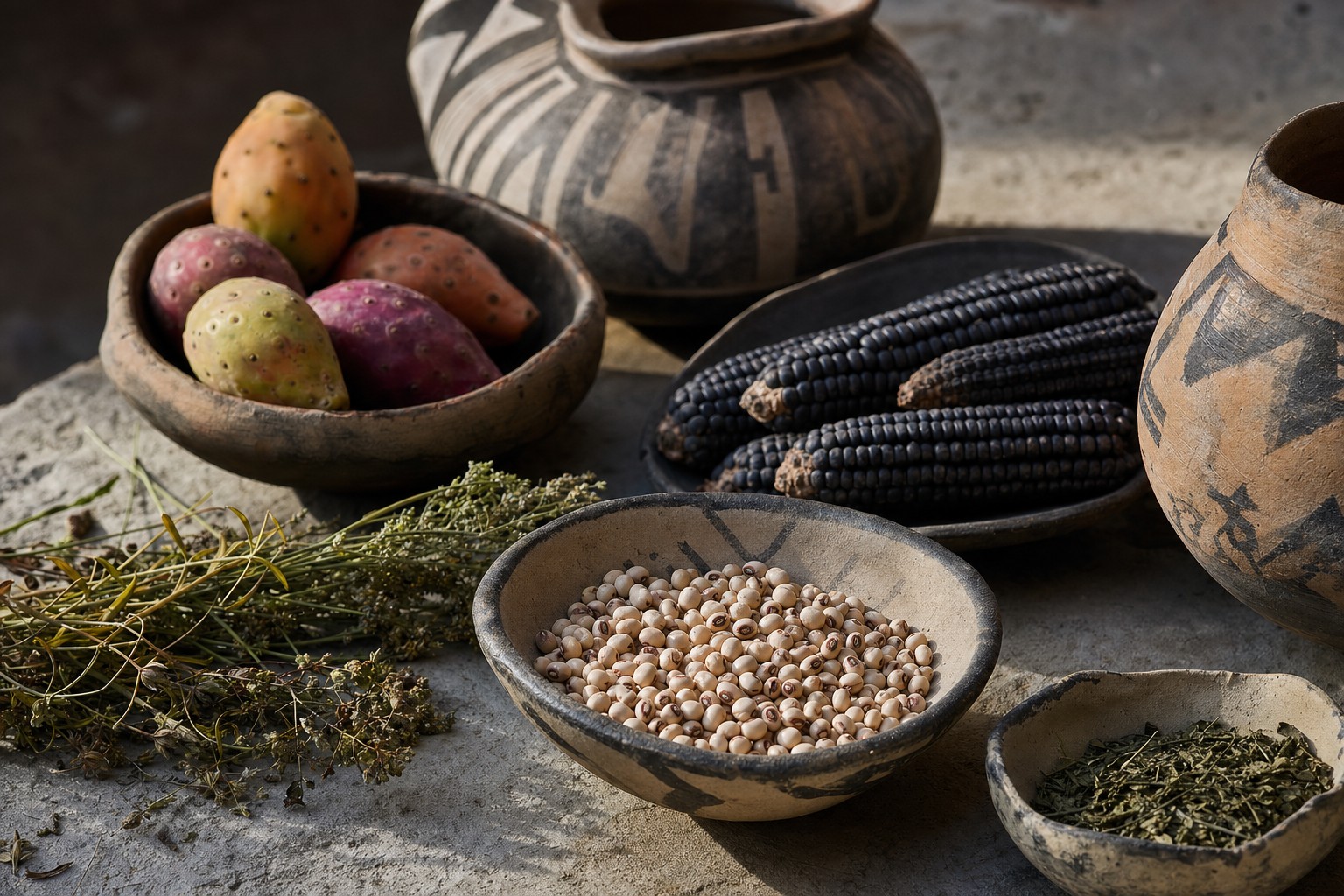 Sonoran ingredients and handmade clay vessels