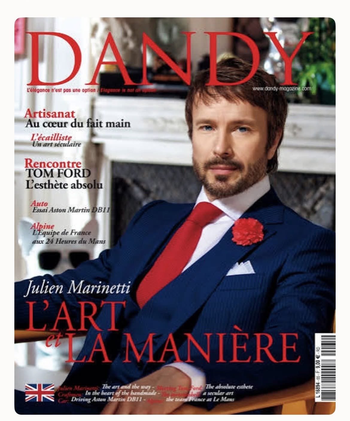 Dandy Magazine cover featuring Julien Marinetti