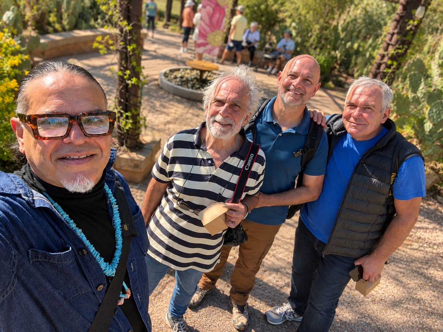 Jeffrey and the visiting French media group together at Desert Botanical Garden