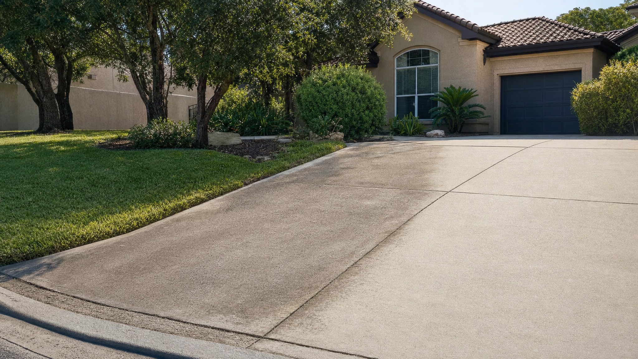 Clean concrete driveway at a San Antonio home