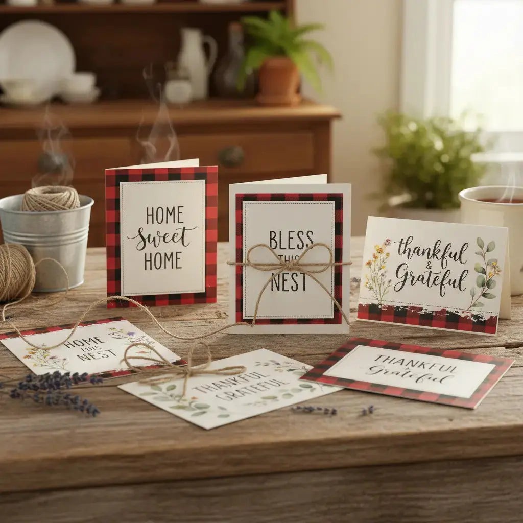 Handmade patterned greeting cards ready for a personal message