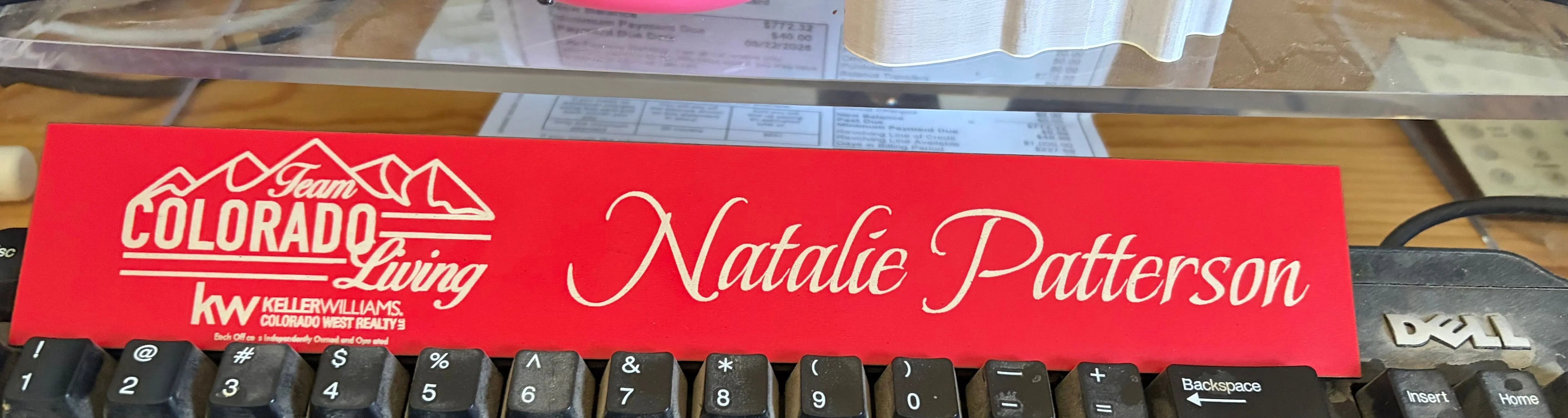 Custom engraved name plate