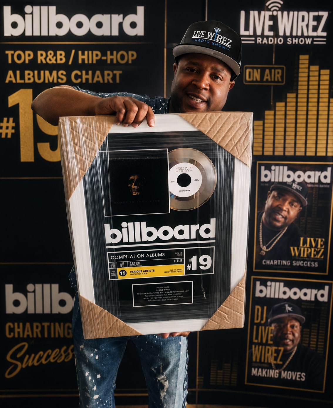 DJ Live Wirez with a Billboard recognition display