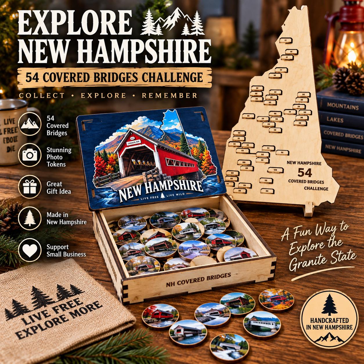 Dccrafting New Hampshire covered bridges challenge board