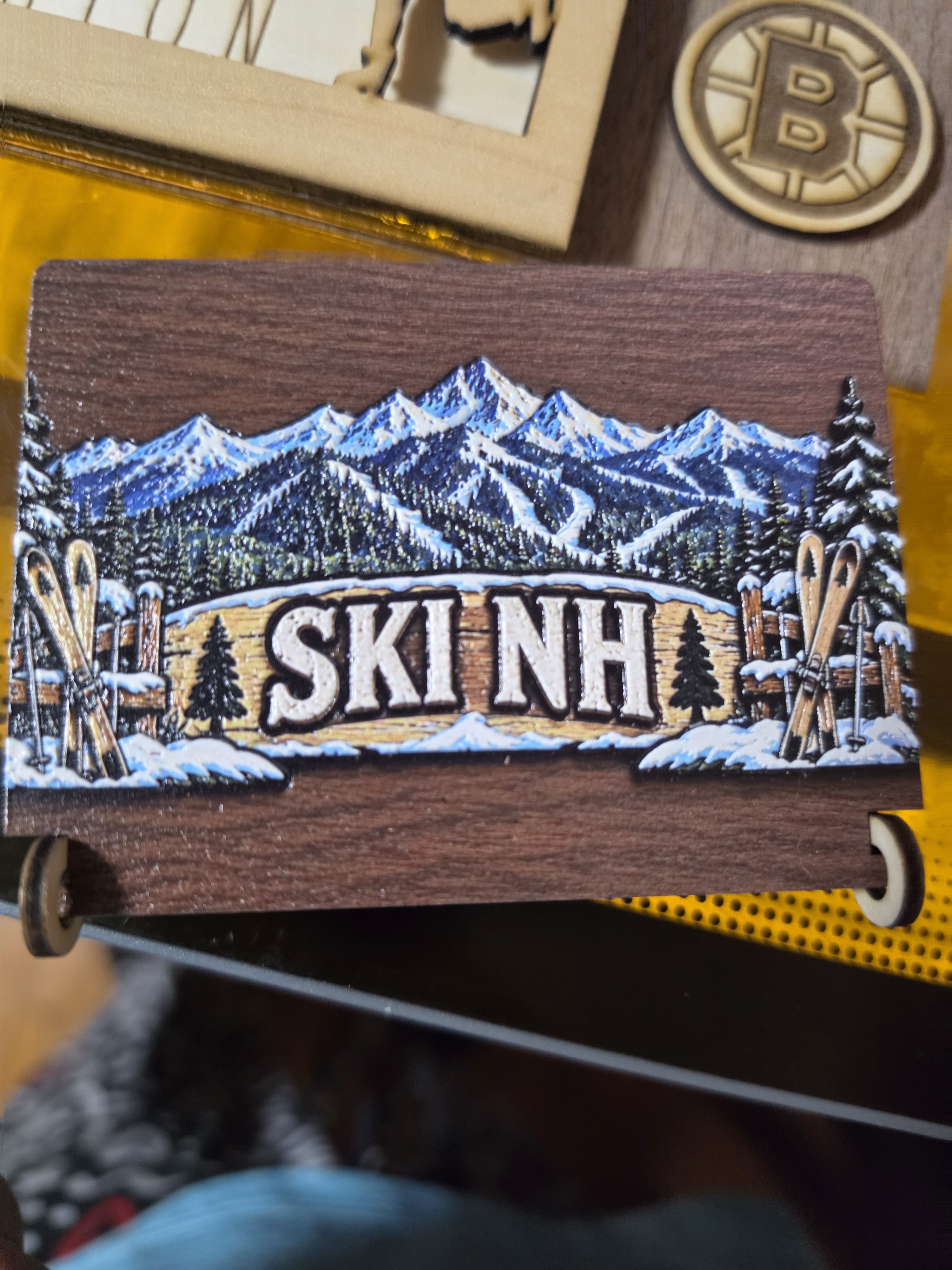 Ski New Hampshire engraved wood sign