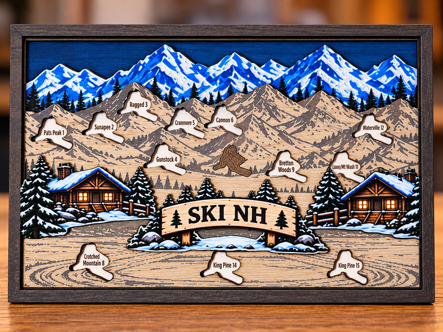 New Hampshire ski map wall art