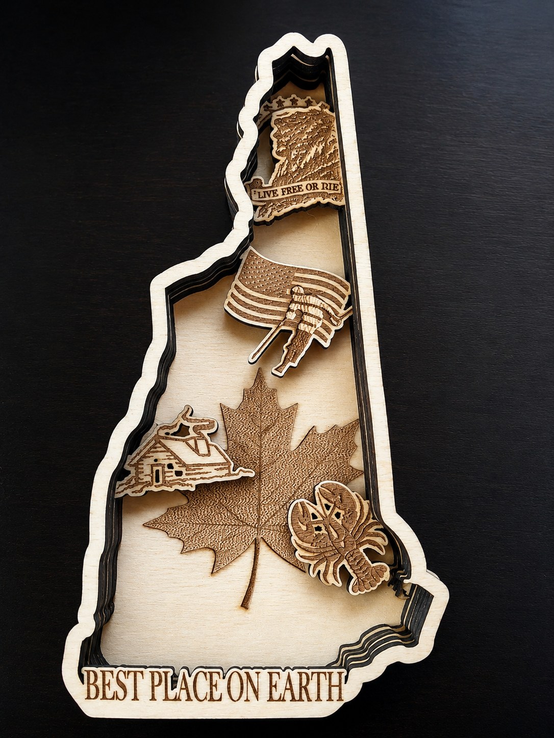 New Hampshire layered wood wall art