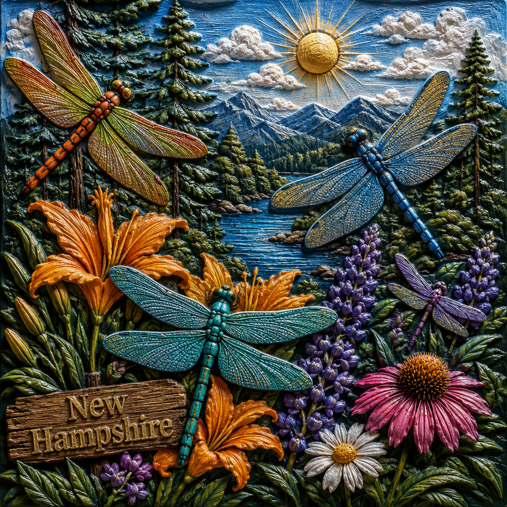 Dragonflies over a New Hampshire wildflower landscape