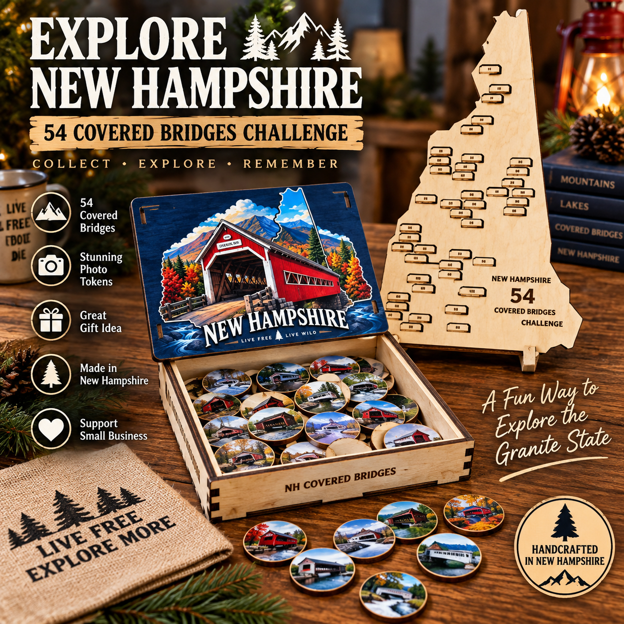 New Hampshire covered bridges challenge board