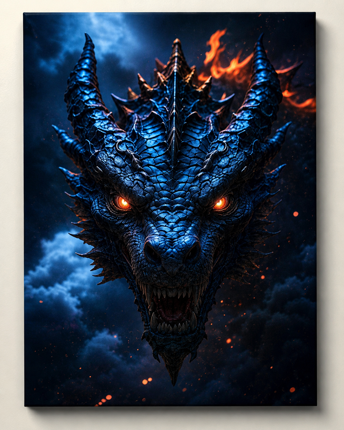 Blue dragon printed plaque