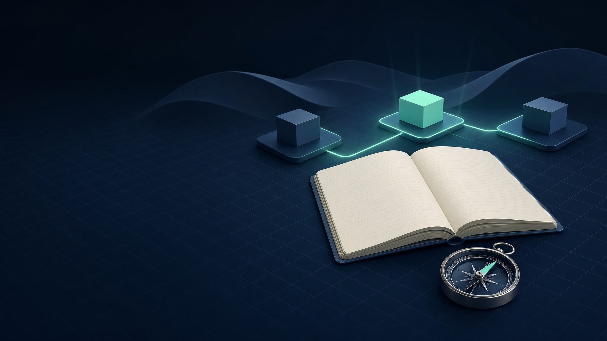 Abstract affiliate marketing decision paths on a dark blue grid
