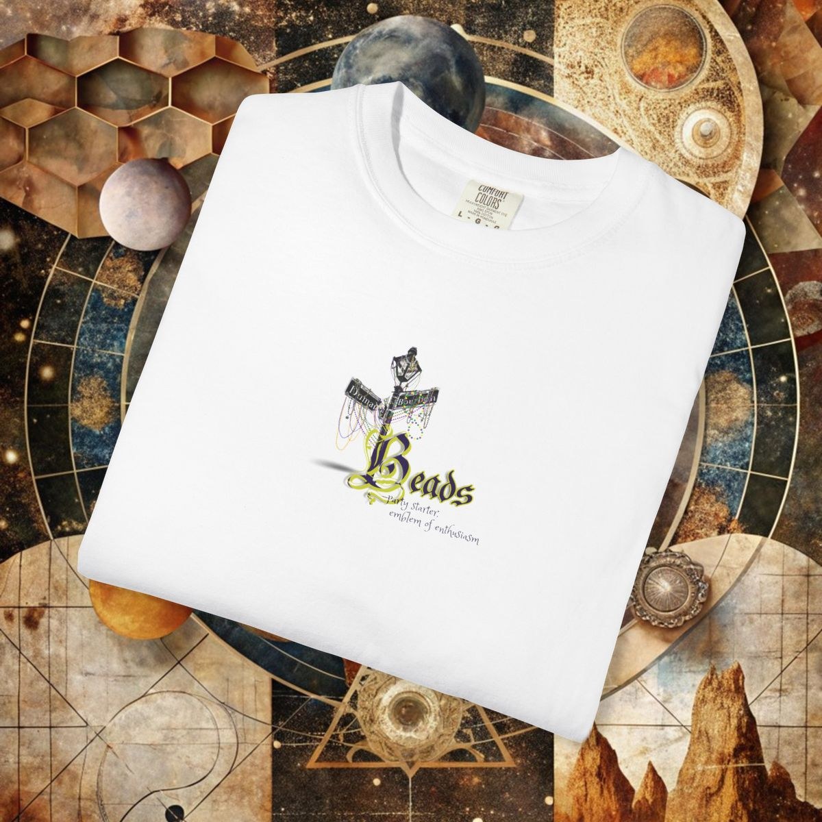 BEADS symbol- Comfort Colors T-SHIRT, Garment-Dyed, 100% ring spun cotton Unisex tee, Relaxed Casual fit Tee, Unique New Orleans gift ideas